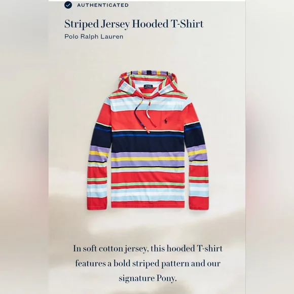 Polo Ralph Lauren Men's Multicolor Striped Hooded T-Shirt - Picture 2 of 8
